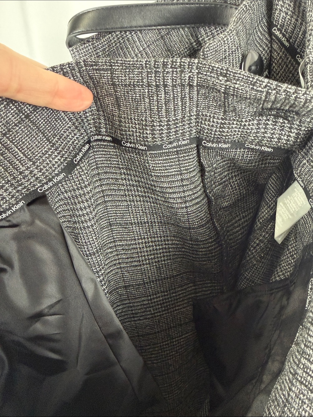 Calvin Klein Plus Size Charcoal Glen Plaid Dress Pants - Picture 11 of 15